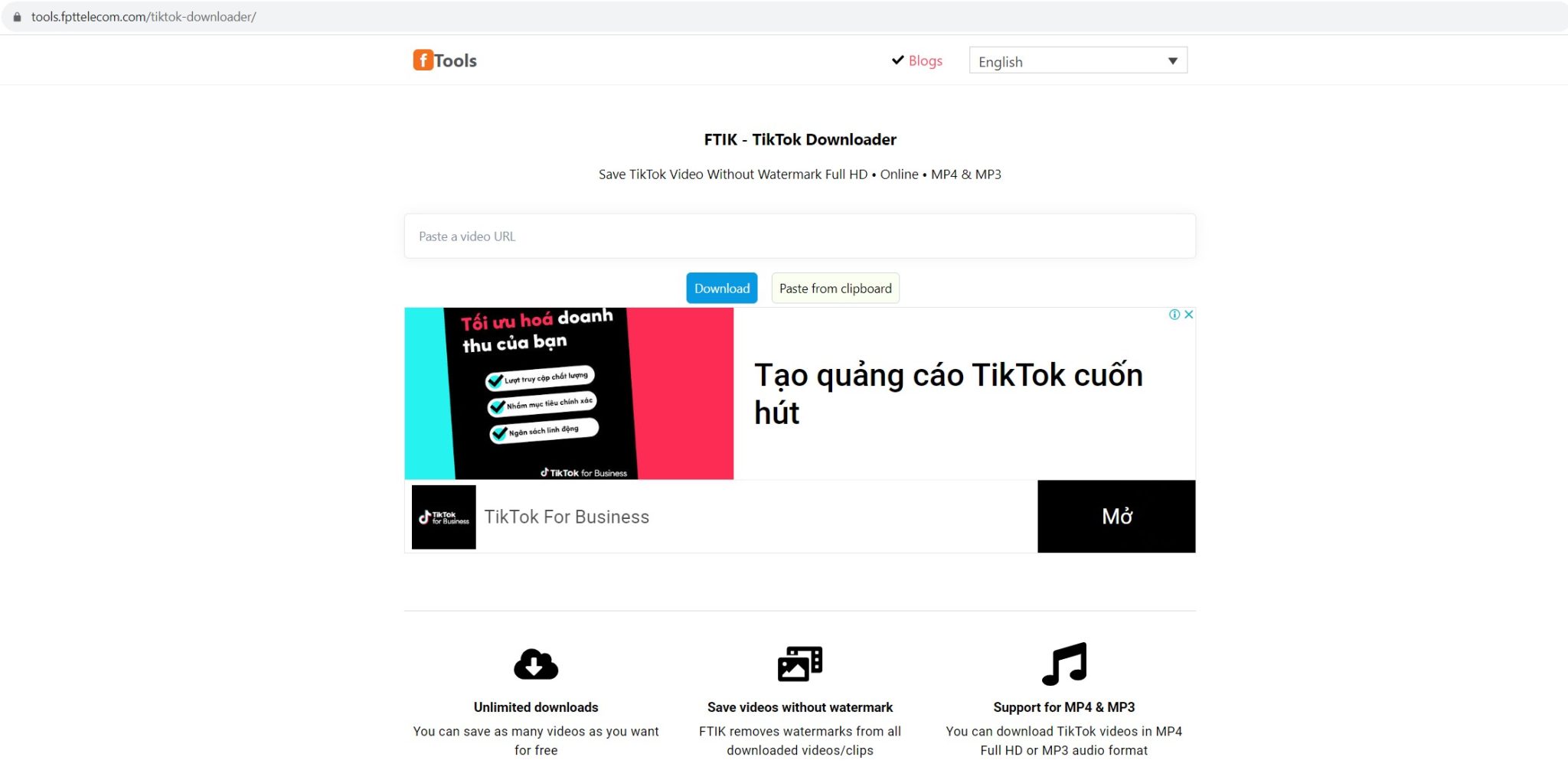 Cách download video TikTok không logo, watermark bằng FTIK